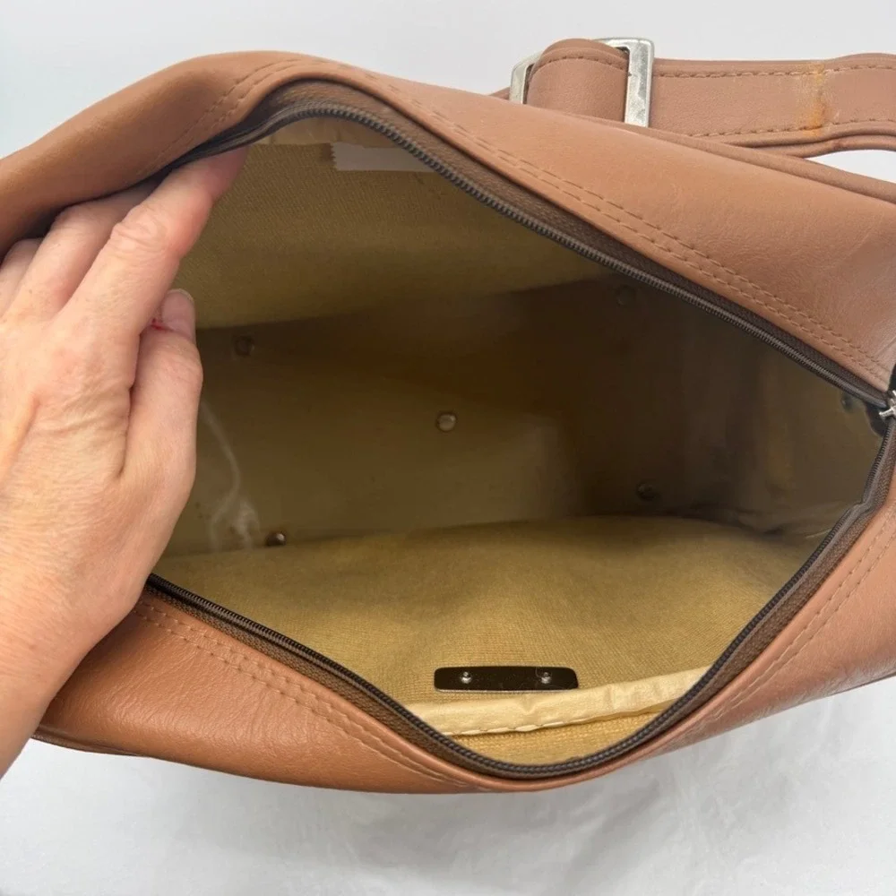 Vintage Samsonite Concord Shoulder Bag VTG Tan Faux Leather Travel Luggage